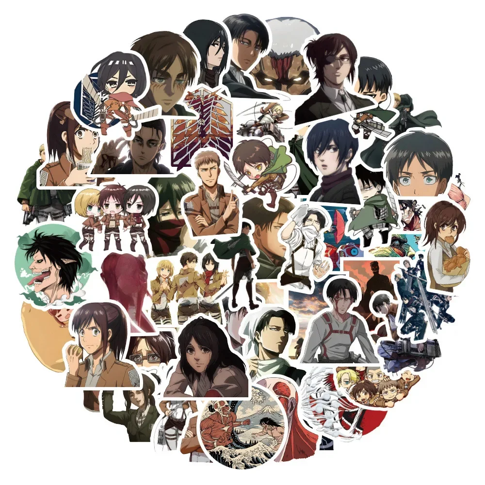 AliExpress Bandai 10/30/60pcs Attack on Titan Anime Stickers Cartoon Decal Kids Toy Skateboard Motorcycle Laptop Phone Bike Car Waterproof Sticker