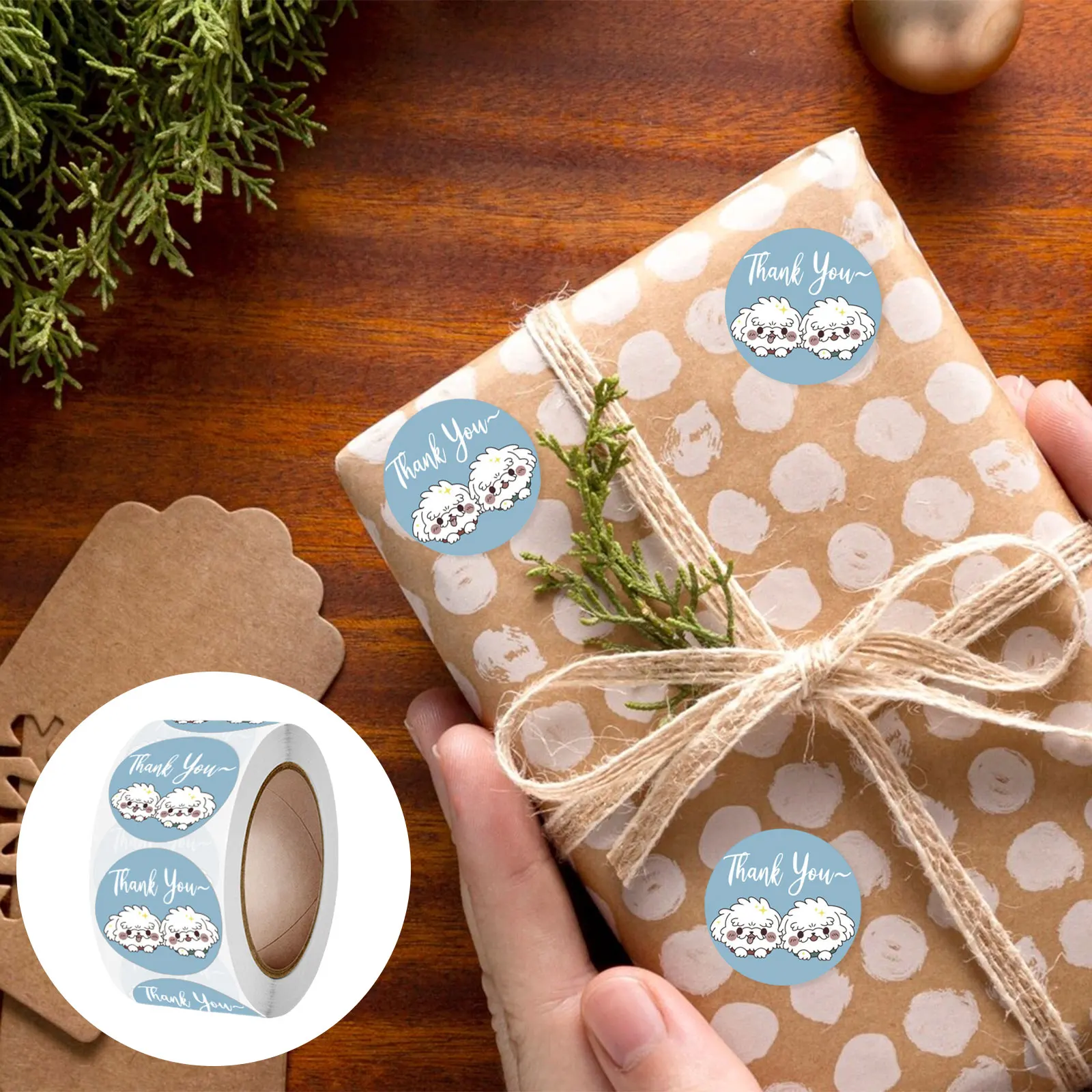 Round Thank You 1inch Paper Tags Decals for Small Business Postcard Scrapbook Decoration Stickers Thank You Cards Wedding Party