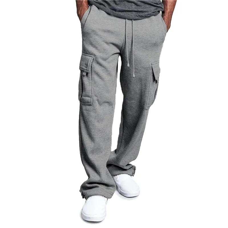 New men's casual multi pocket sports pants, soft sports pants, jogging pants, fashionable running pants, loose long work pants