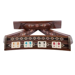 Mosaic Patterned Oval Okey Set with Mother of Pearl Inlay and Carved with Faux Leather Bag Game Exclusive Okey Set