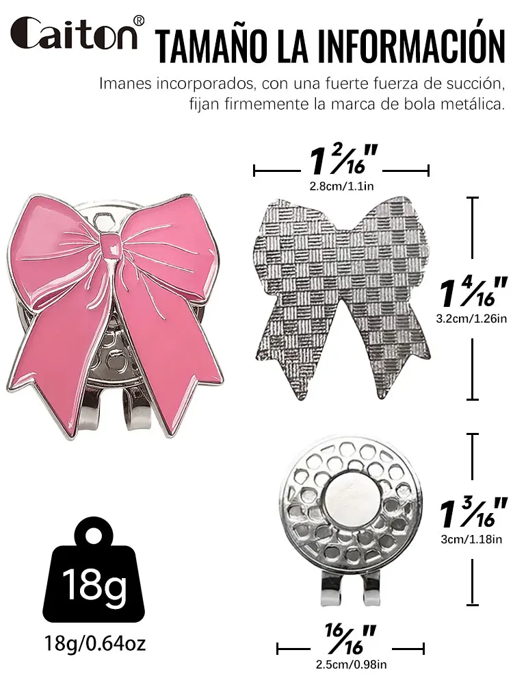 Caiton Rosa Schleife Golf-Hut-Clip Magnetischer Golfball-Marker Damen Golf-Geschenk Kappen-Accessoire Putting Green Golf-Zubehör – Detail 3