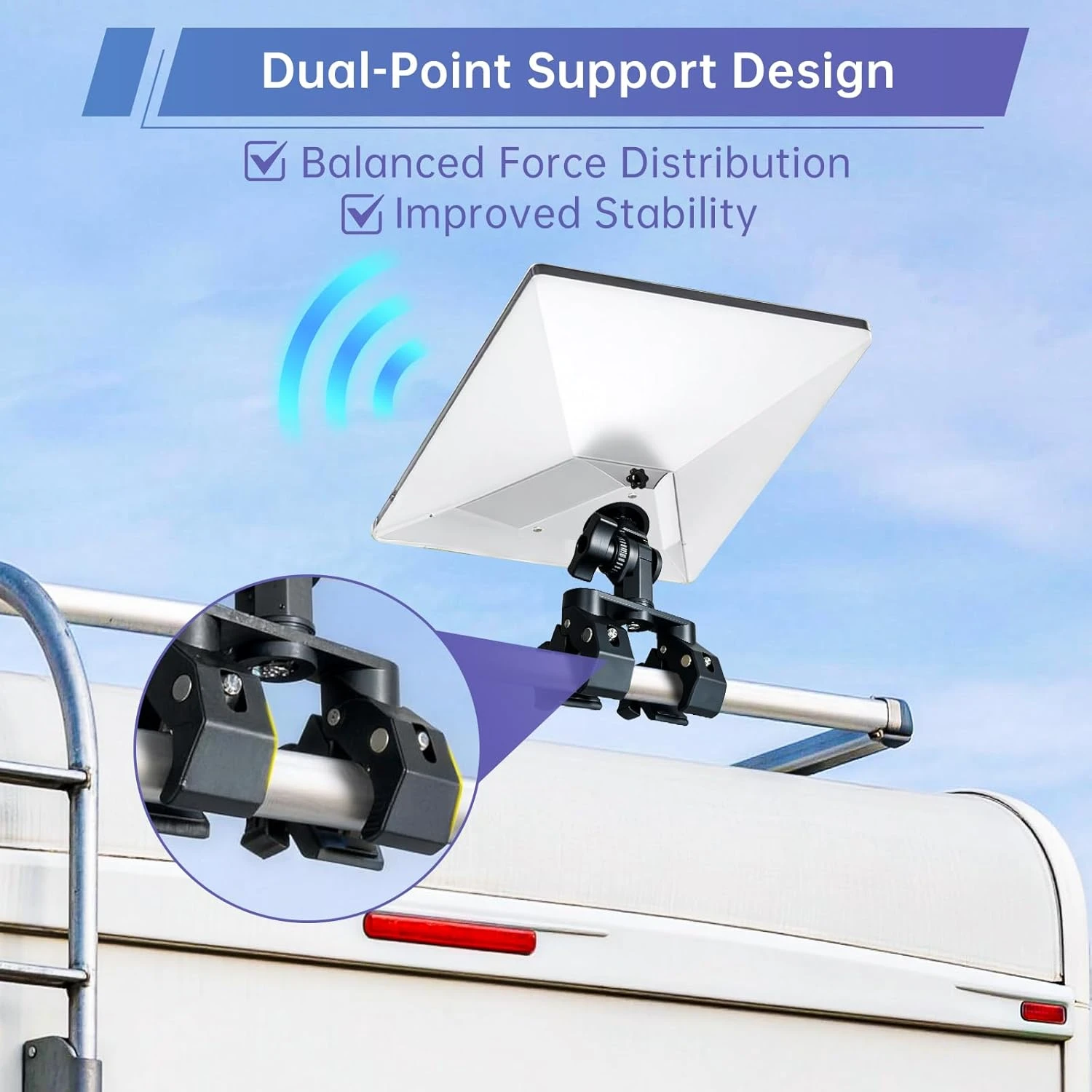 for Starlink Mini Aluminum Adapter Dual Clamp Vehicle Mount Roof Rack Pole Clamp Bracket for RV SUV Truck Boat
