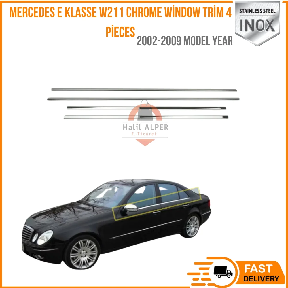 

For Mercedes E Klasse W211 Chrome Window Trim 4 Pieces 2002-2009 S. Steel high quality fast shipping-Free Shipping