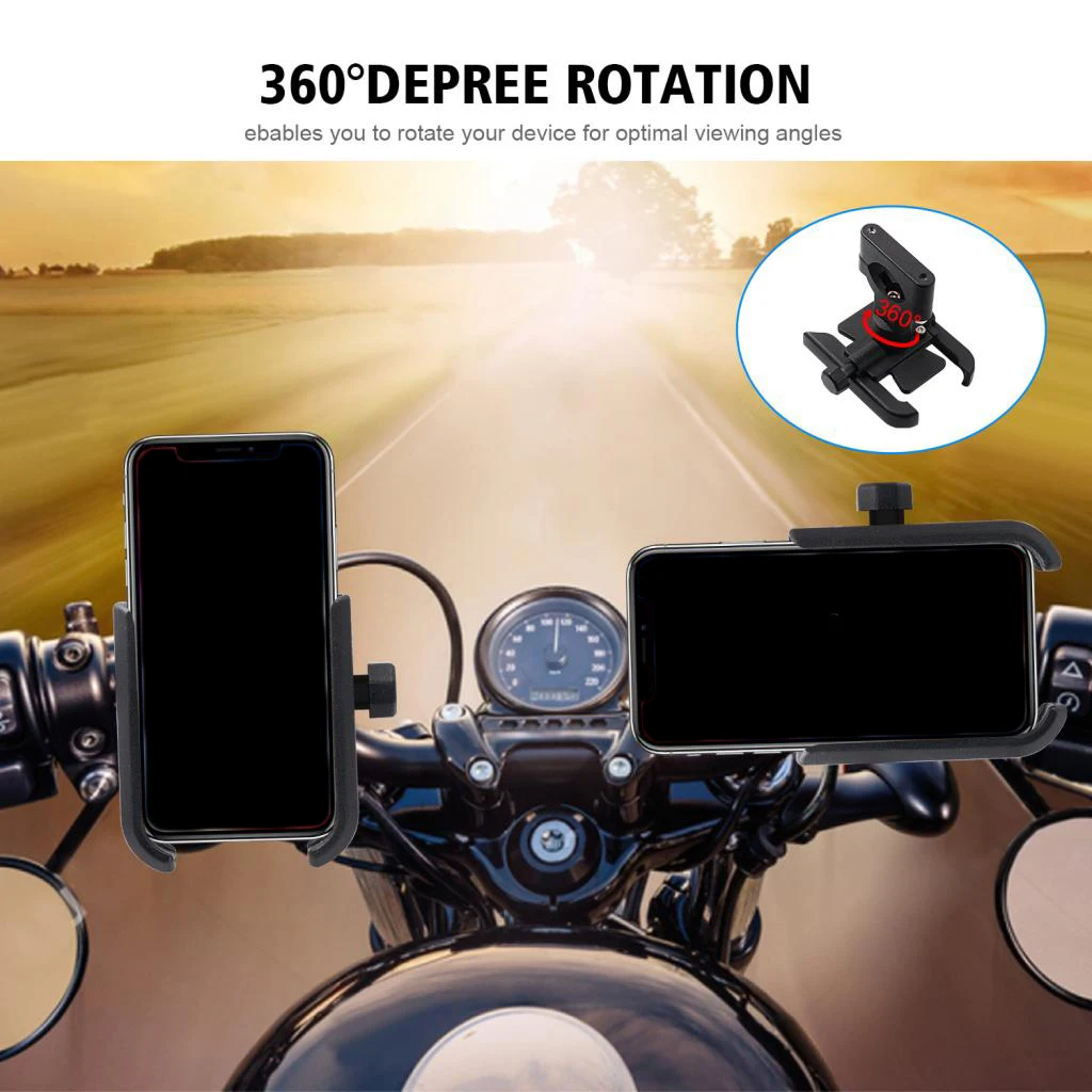 

Universal Adjustable Aluminum Alloy Motorcycle Phone Mount Holder Bike Mobile Support for Handlebar Fits 4 to 6.5 Inch Screens