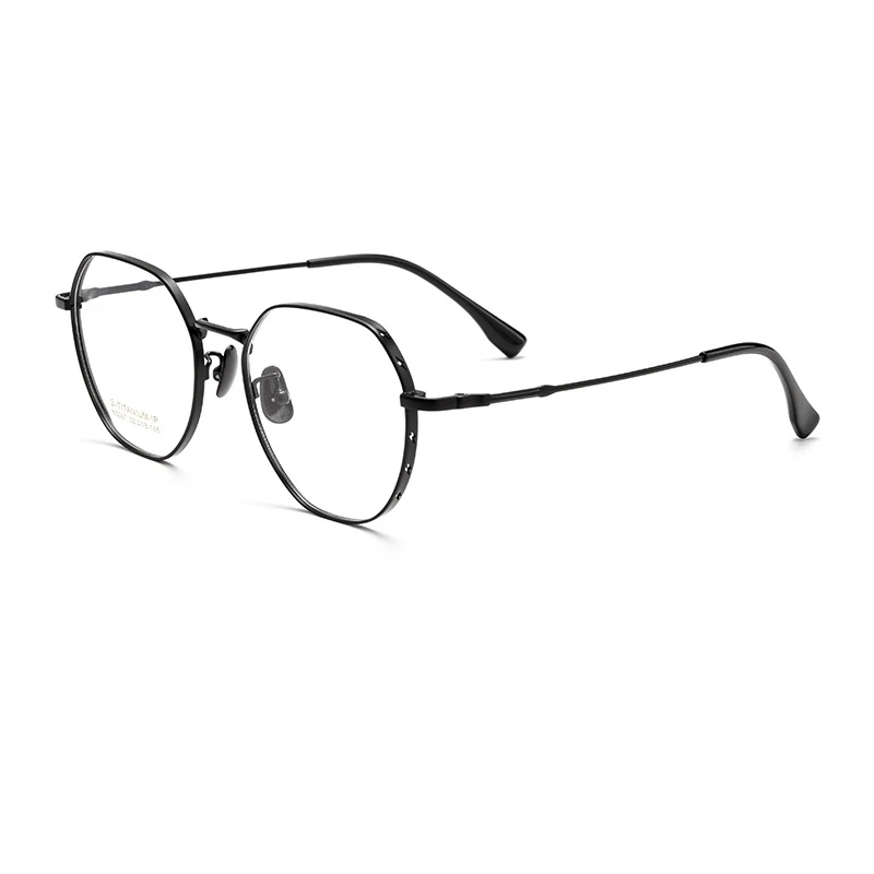 Yimaruili Mode Breedgerande Eyewear Retro Polygonal Titanium Legering Optische Recept Brillen Frame Mannen En Vrouwen K5087