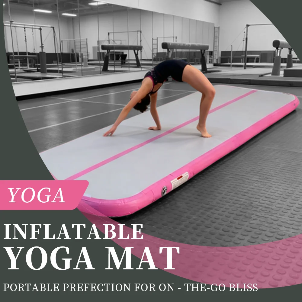 Aufblasbare Gymnastikmatte (mit Pumpe), geeignet für Heimgymnastiktraining, Wasserübungen, Yogamatten. Sportmatte