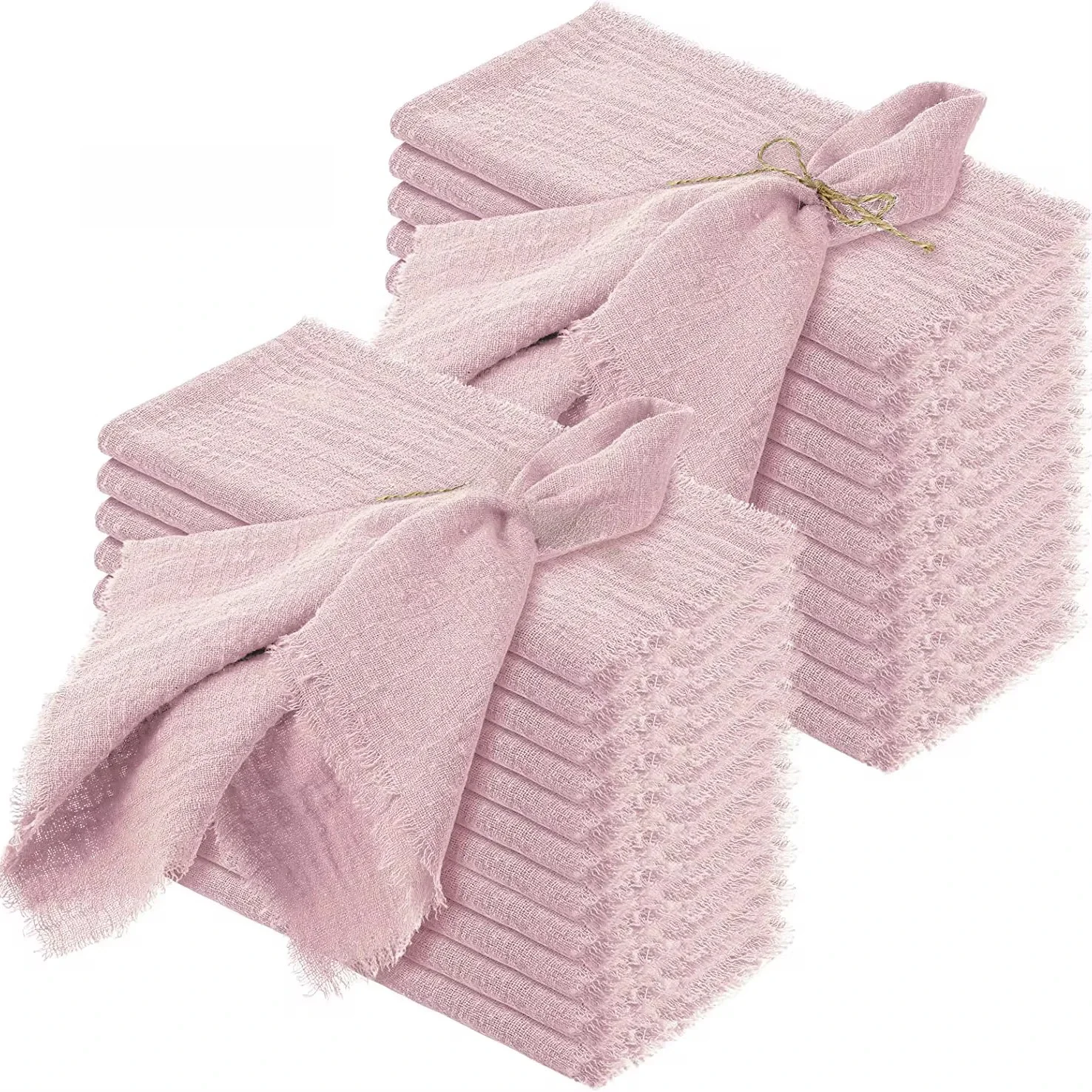 24 stücke 32x32cm Großhandel rosa Gaze Baumwoll serviette wieder verwendbare Geschirr tuch Hochzeits