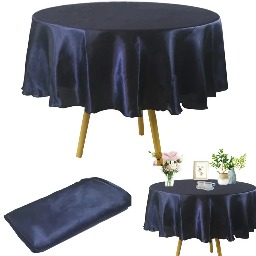 Runde Tischdecke aus Satin für Weihnachten, Zuhause, Tischdecken, Tischdecke, Hochzeit, Geburtstag, Babyparty, Party, Bankett, Overlay