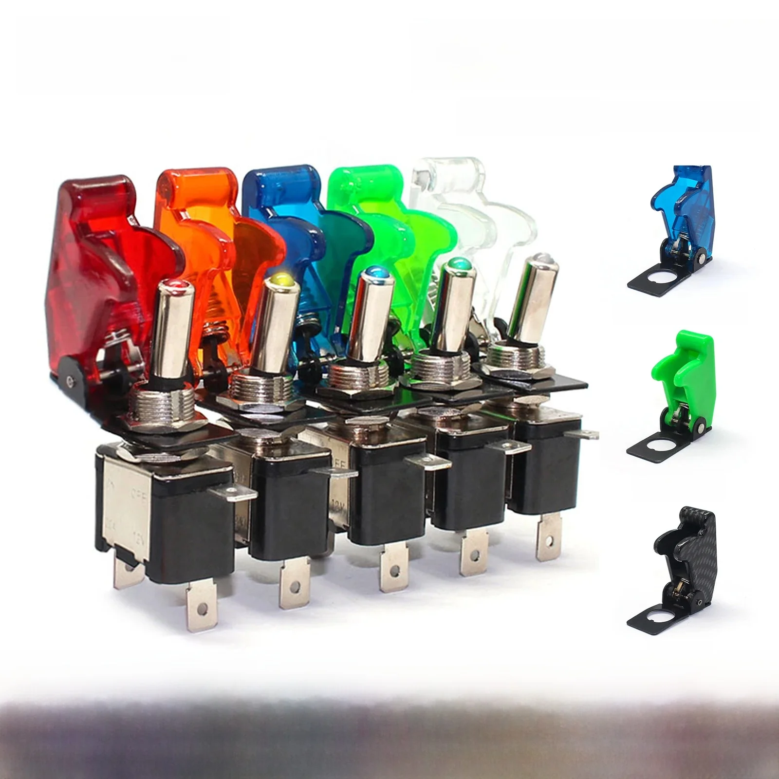 FILN interrupteur à bascule Auto voiture bateau camion illuminé Led interrupteur à bascule avec avion de sécurité rabattable couvercle garde 12V20A ASW-07D