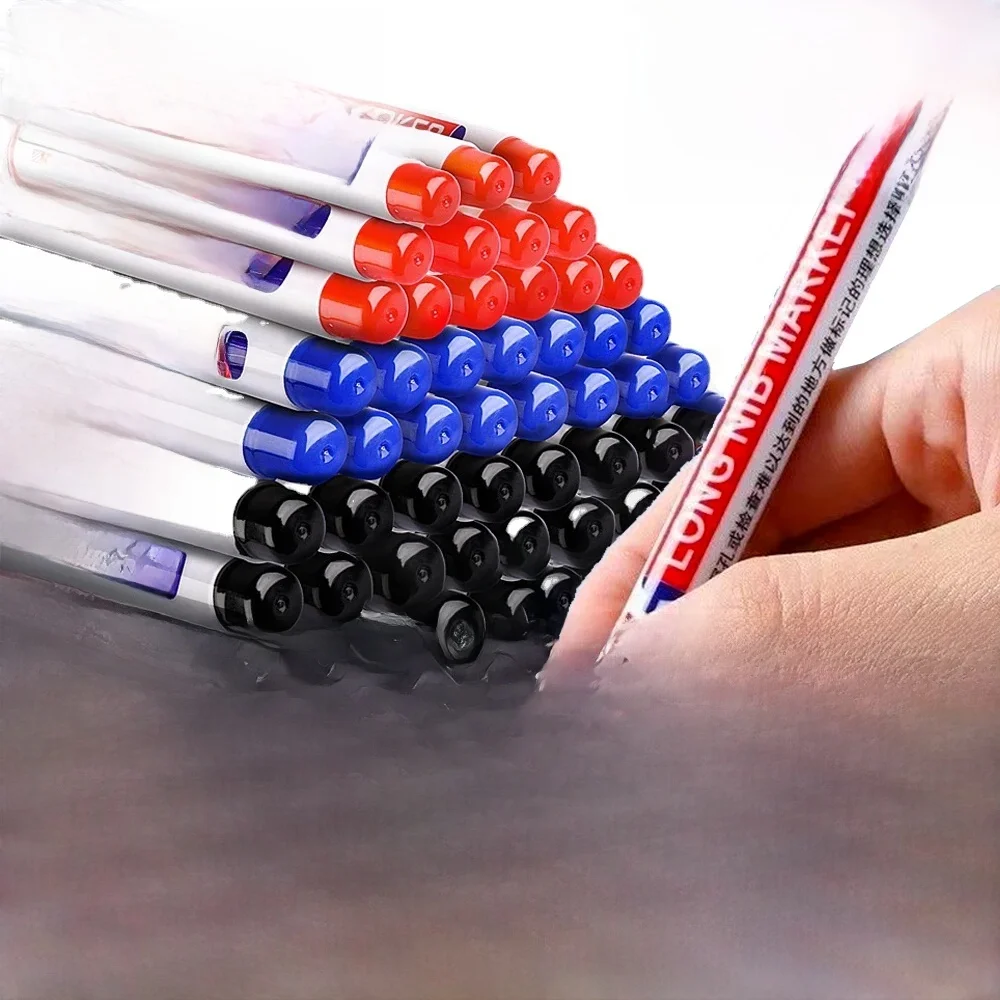 20mm 1-100 szt. Wodoodporny marker z głębokim otworem długie głowice markery pióro do obróbki drewna do metalu stolarz biały/czarny/czerwony/niebieski/zielony tusz — zdjęcie 2