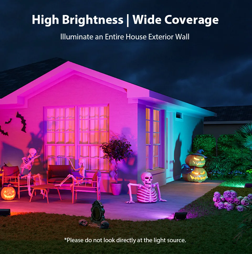 Pack of 2 RGB LED spotlights, Outdoor Color-Changing Adjustable Projector A5a083e42b3e14be5b93d9a9af570329fE
