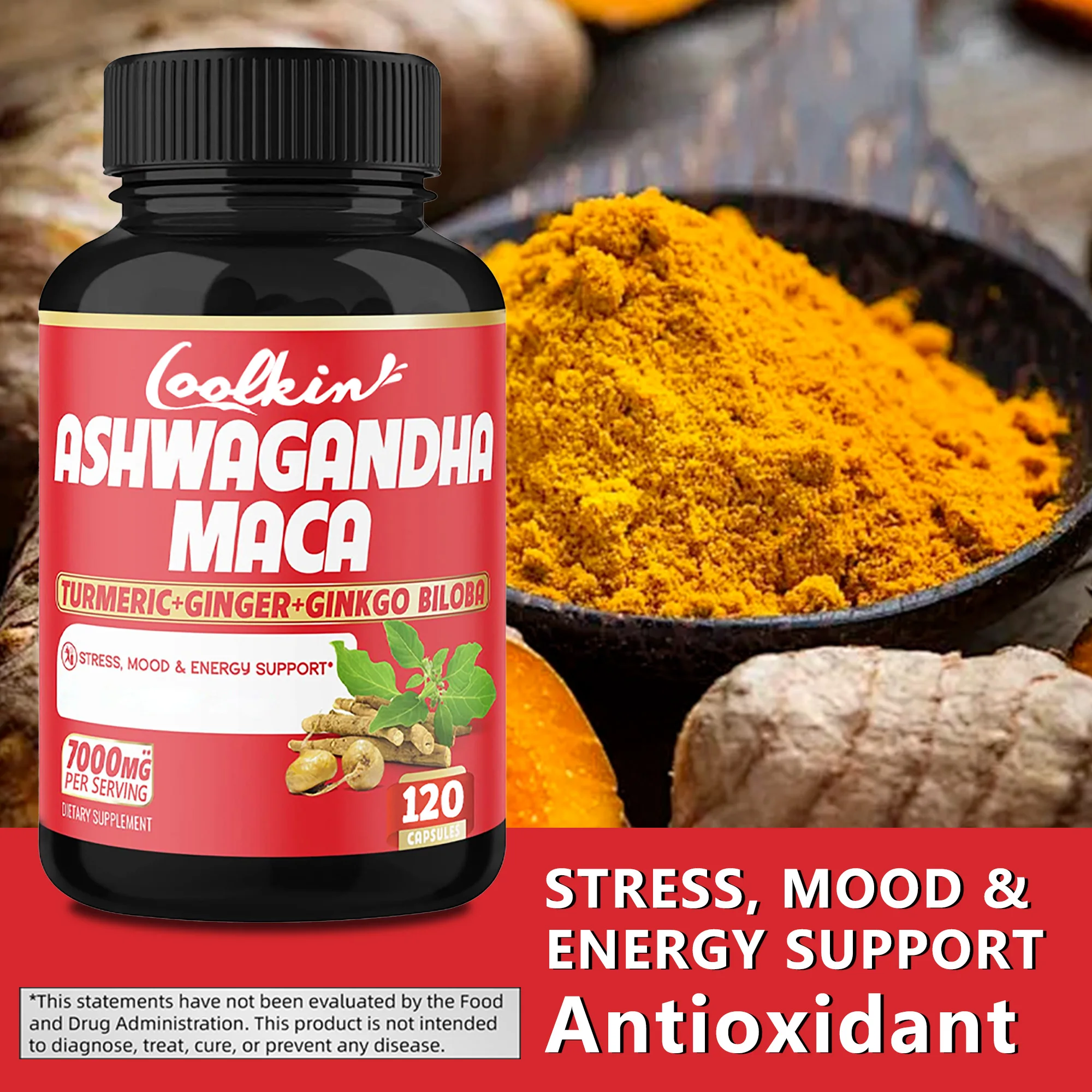 Ashwagandha & Maca-reponer energía, aliviar el estrés y la fatiga, mejorar la resistencia y el rendimiento atlético-120 cápsulas