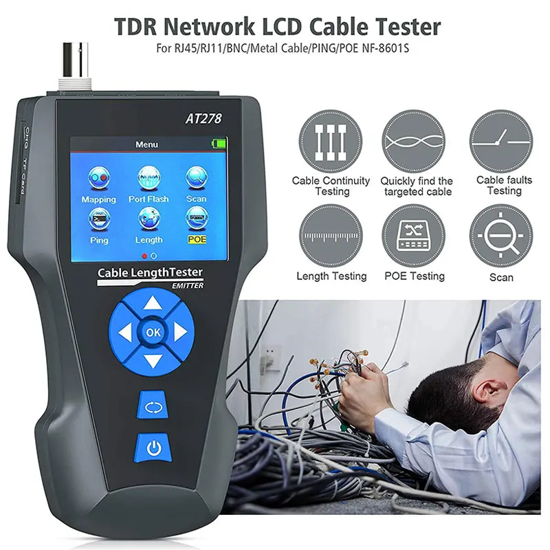 NOYAFA NF-8601S Network Cable Tester Multifunction TDR Length With PoE/PING/Port Lan Tester Network Cable Examination Devices