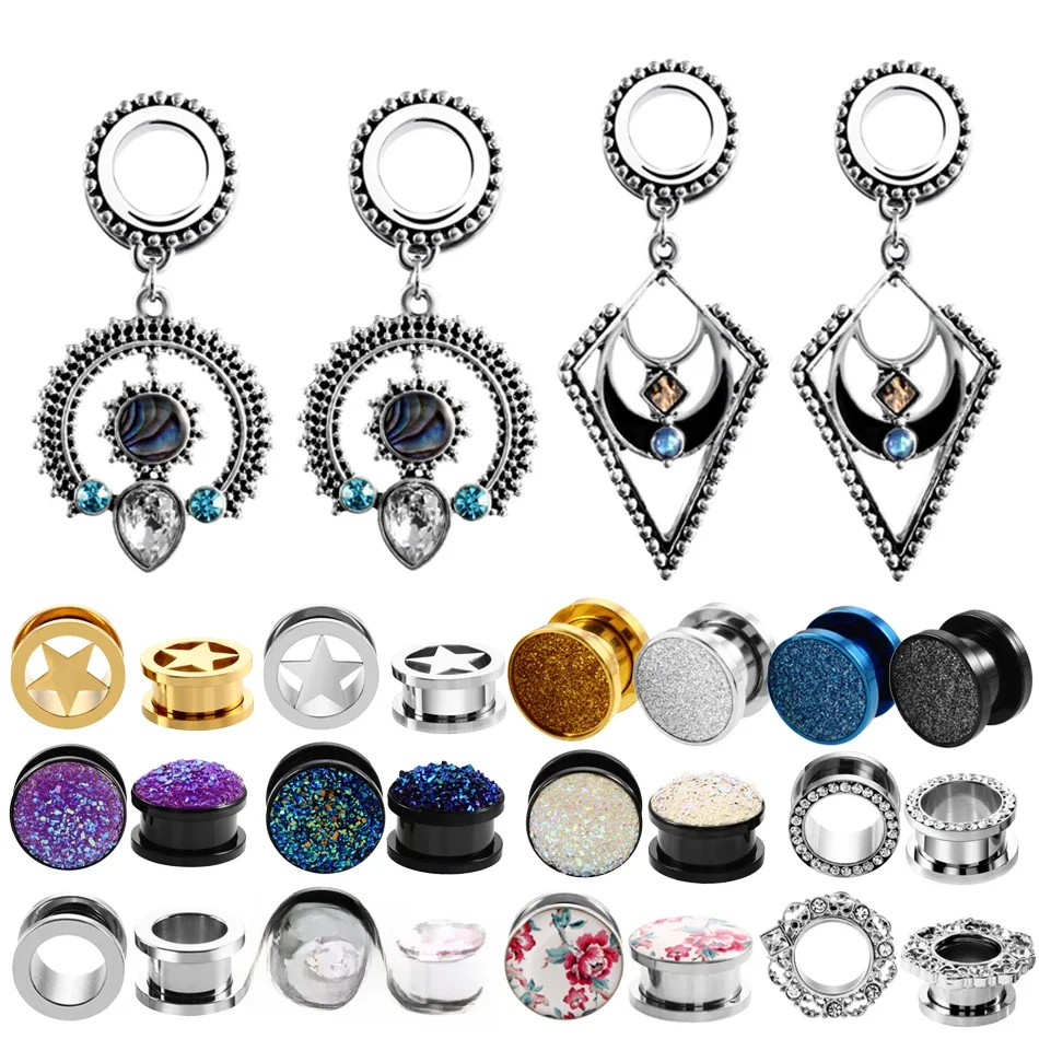 2 sztuk/partia stali klejnot zatyczka do uszu tunel Piercing śruba Fit rozszerzenie ucha nosze Fesh wskaźniki tunelu Piercing biżuteria 6mm-16mm — zdjęcie 2