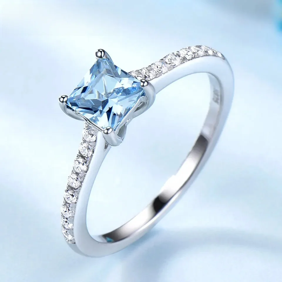 Pierścionki UMCHO Nano Sky Blue Topaz dla Kobiet Prawdziwe Srebro Próby 925 Pierścionek z Kamieniem Szlachetnym Kamień Urodzinowy Prezent dla Dziewczyny Hurtownia Biżuterii — zdjęcie 2