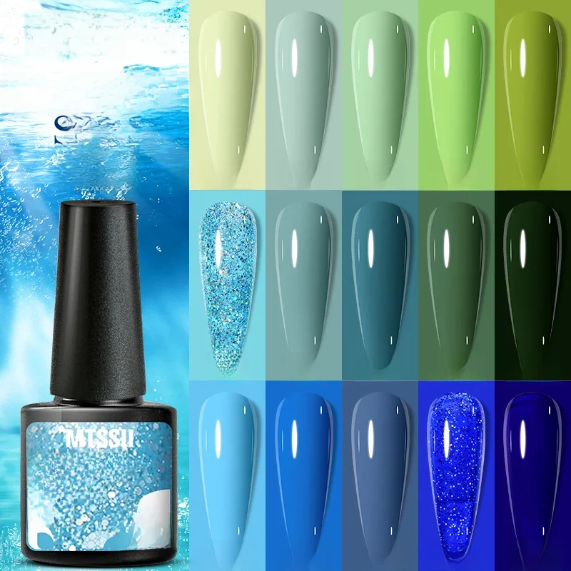 Verhéritage à Ongles Gel Semi-Continu Bleu Vif, Gellack, Manucure, Paillettes, Soak Off, LED UV, DIY