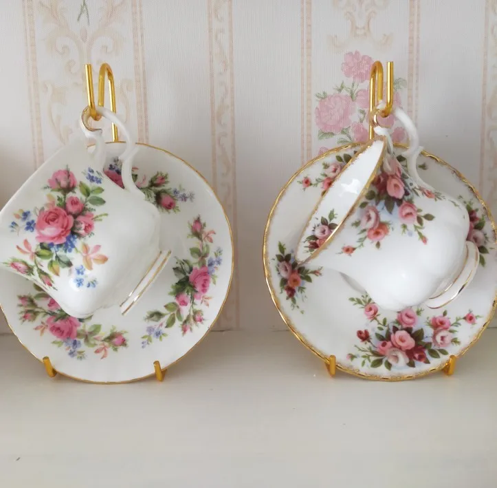 Tea Cup and Saucer Display Stand Elegant Cup Holder Teacup Display Easel Holder for Party Restaurant Table Office Cabinet photo review