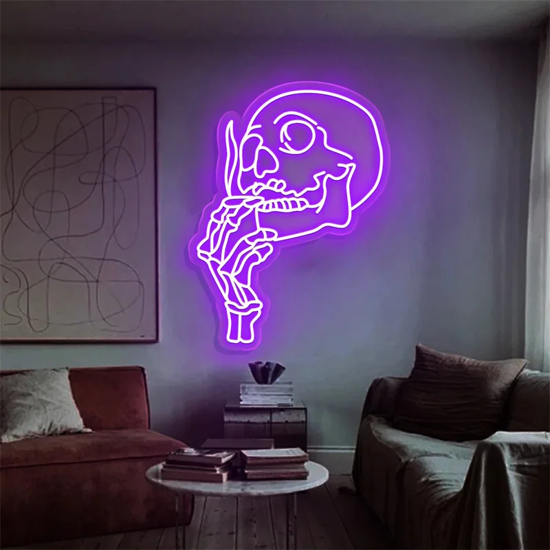 

Smoking Skull Head Neon Sign, Smoking skull Led Sign, Custom Handmade Art Neon Light, Bar Neon Sign, Wall Decor