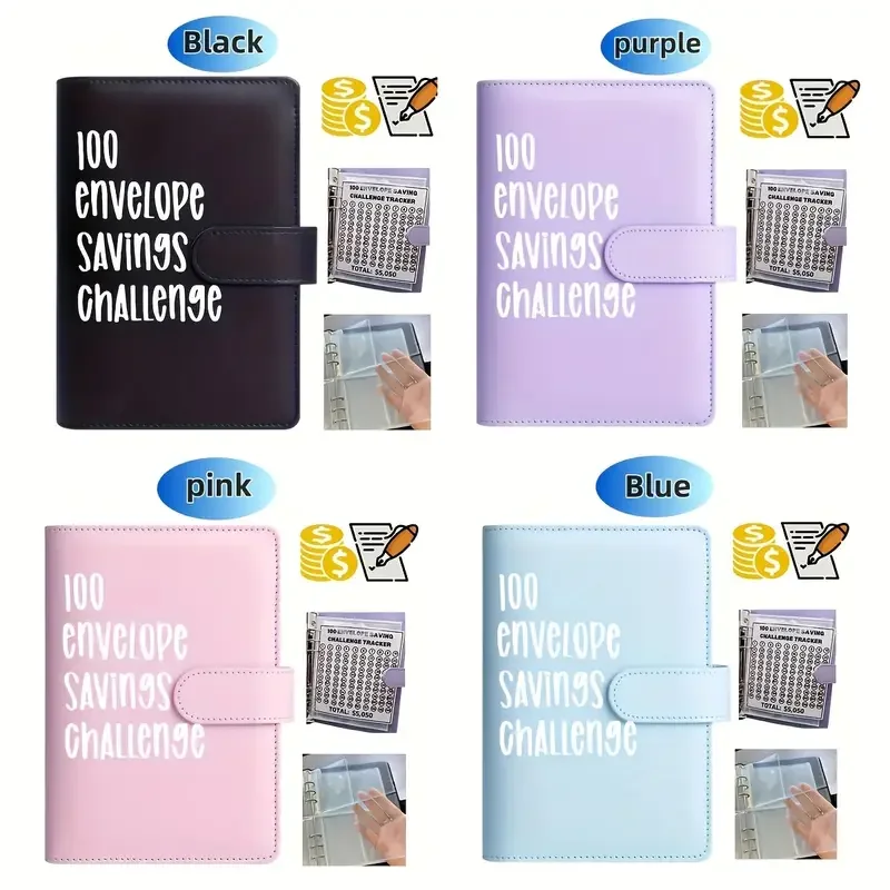 100 Day Envelope Challenge Binder Budget Binder Savings Challenge Book Photocard Holder Budget Planner Book for Office  School