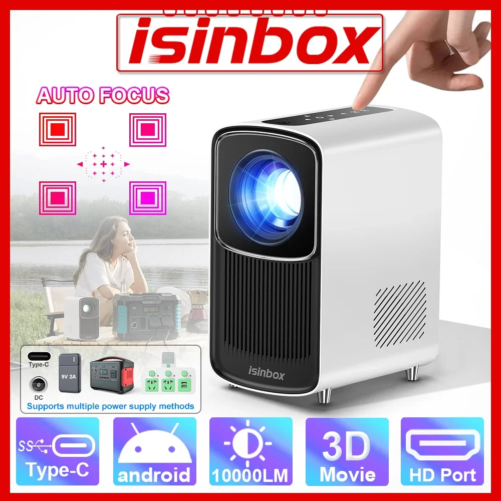 

Outdoor Projector Support Power Bank Auto Focus 4K Android Home Theater WIFI BT Portable Projector Type C For Traveling Camping