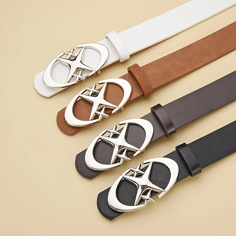 1pcs Men's Belt Punk Star Buckle Belt Design Cross Metal Vintage Gothic Men Women Y2K Belt Neutral Belts-Pair with Pants Jeans