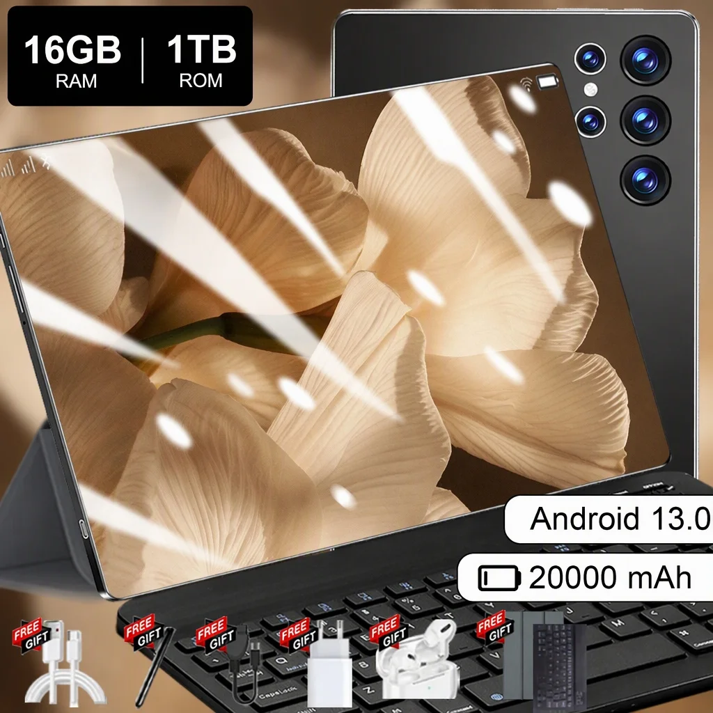 Nueva Tablet Android Global 2026, Pantalla de 10.36 Pulgadas, Batería de Gran Capacidad de 20000mAh, Memoria de 16GB+1TB, Chip de 14