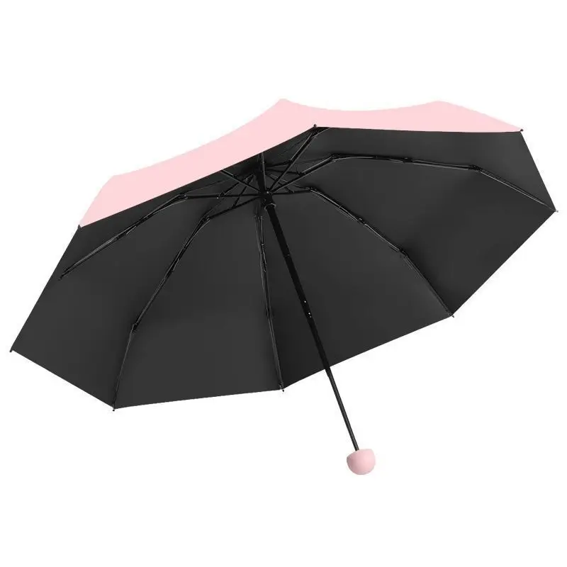 Automatic 5-Fold Mini Capsule Pocket Umbrella 8 Reinforced Iron Ribs Windproof One Button Auto Open Close 50% UV Black PVC Coating Sun Rain Dual Use Portable Travel Parasol Sky Blue Mint Green Baby Pink