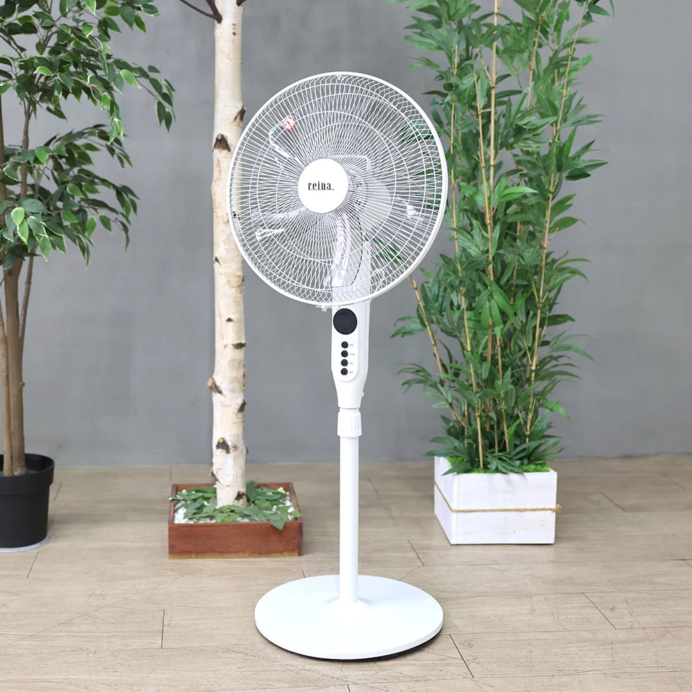 Reyna electric fan remote control stand 5-leaf wing office business for home living room dining cafe 16 inch 40cm tie mmer natural Feng water surface wind strong wind RF-1622R