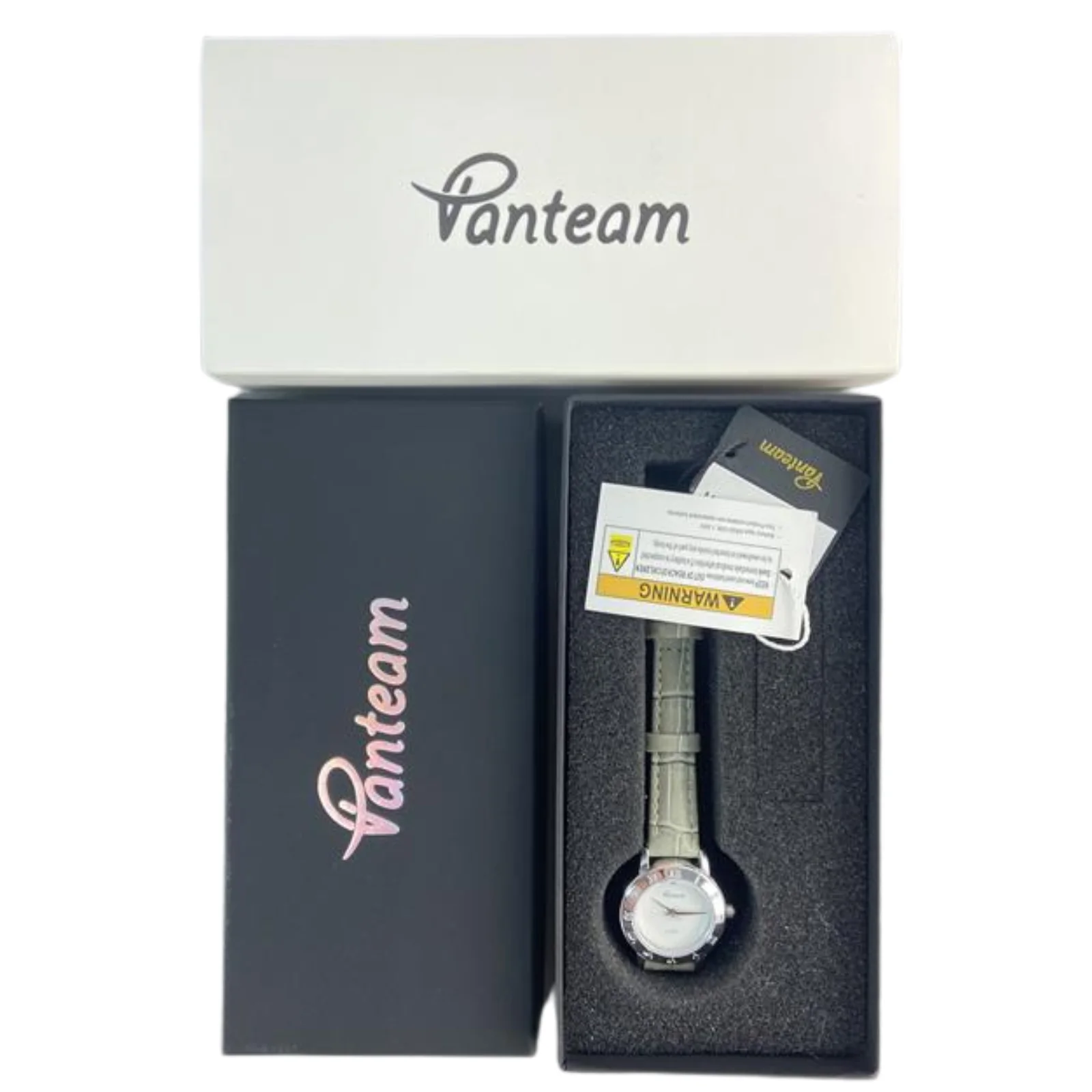 Vanteam Women's Quartz Watch Waterproof Grey Leather Strap Compact Dial Elegant Casual Women's High Quality Clock