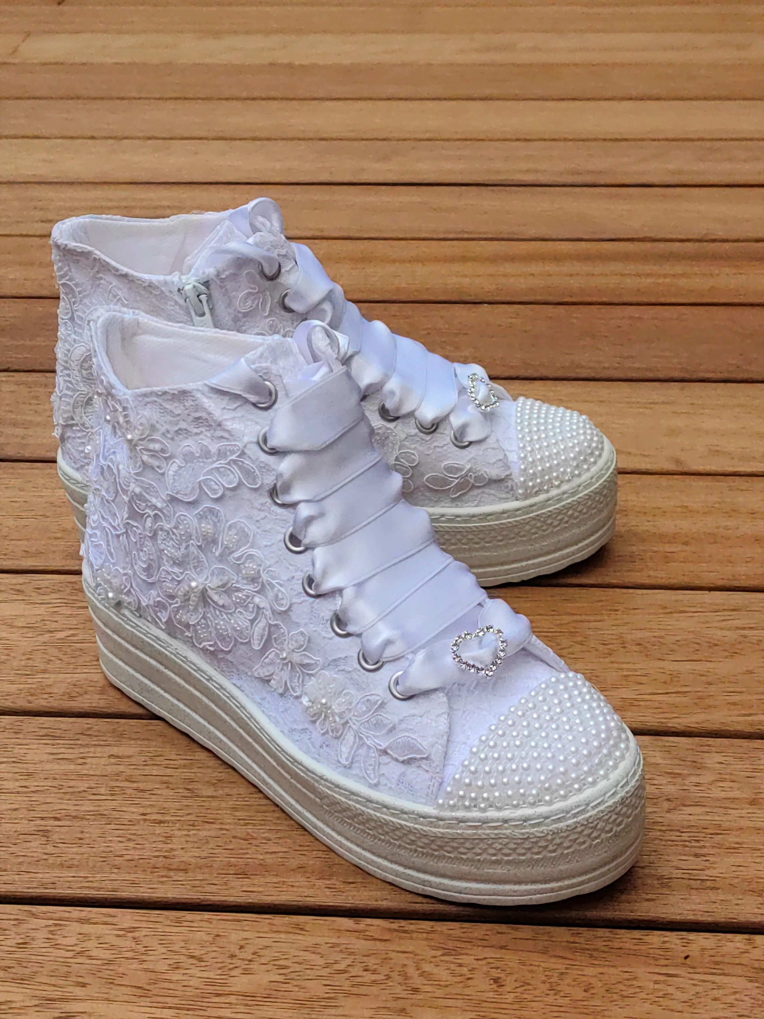 Bride Shoes White Flat platform 3CM wedding sneakers shoes bridal wedding shoes wedding dress shoes