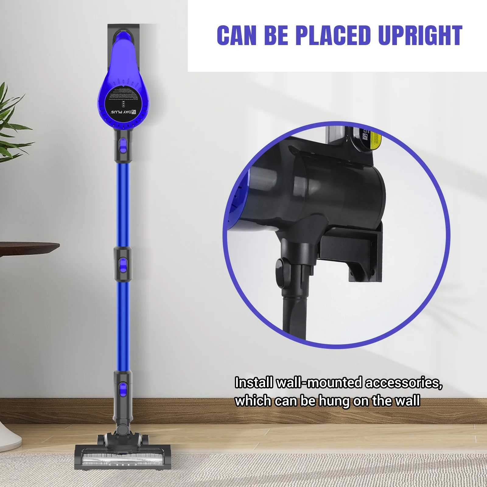 Aspiradora Inalámbrica de 3000W, 15000PA, 3 en 1, con Luz LED + 1 Filtro HEPA + Batería Recargable de 3000mAh, Herramientas para Mascotas, Grietas y Superficies Múltiples, Azul + Negro
