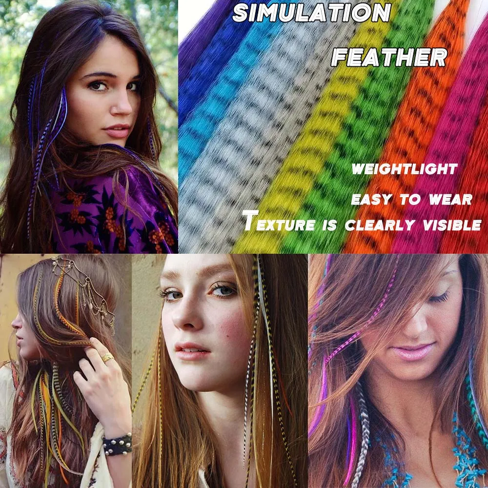 Synthetic Colored I-Tip Faux Feather Hair Extensions 16\