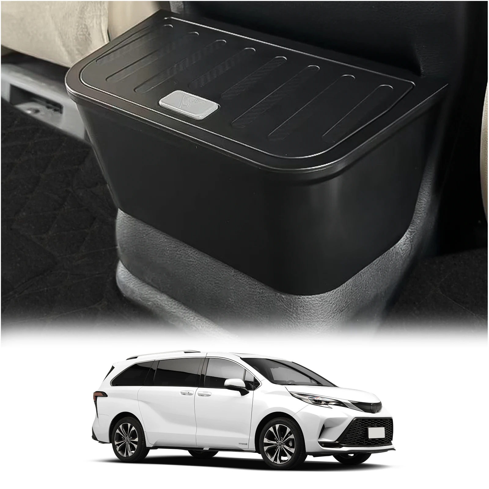 

For Toyota Sienna 2021-2025 Center Console Rear Double-layer Trash Can Waterproof Organizer Box Storage Box Wear-Resistant
