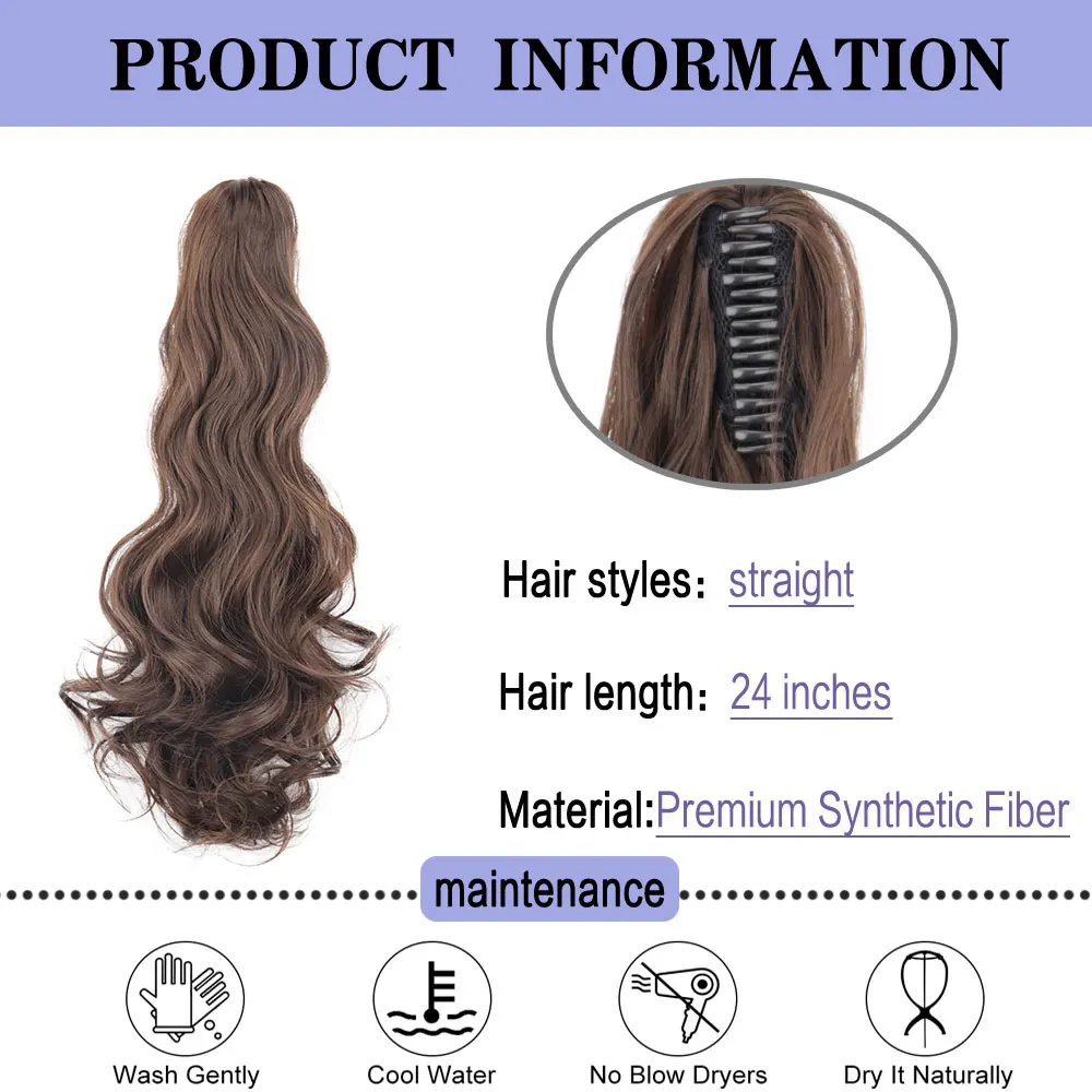 AZQYEEN Synthetic Ponytail Extended Long Straight Hair Wave Extension Wig With High Temperature Resistance