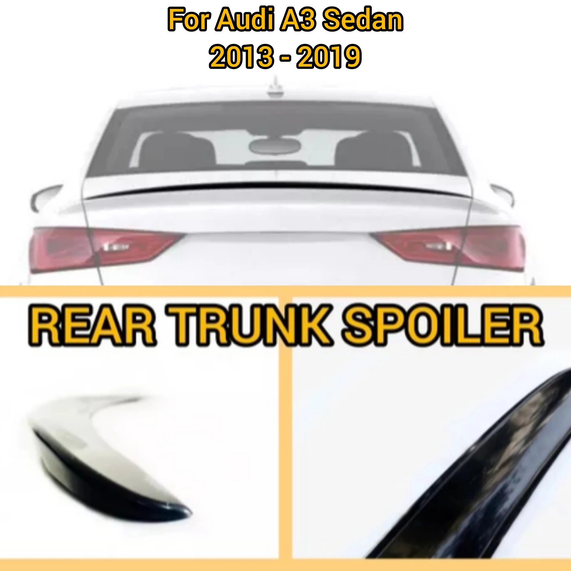 Rear Spoiler For Audi A3 Sedan 2013 2019 Car Accessories Plastic Bright Black Rear Trunk Wing Spoiler Tuning Exterior Parts