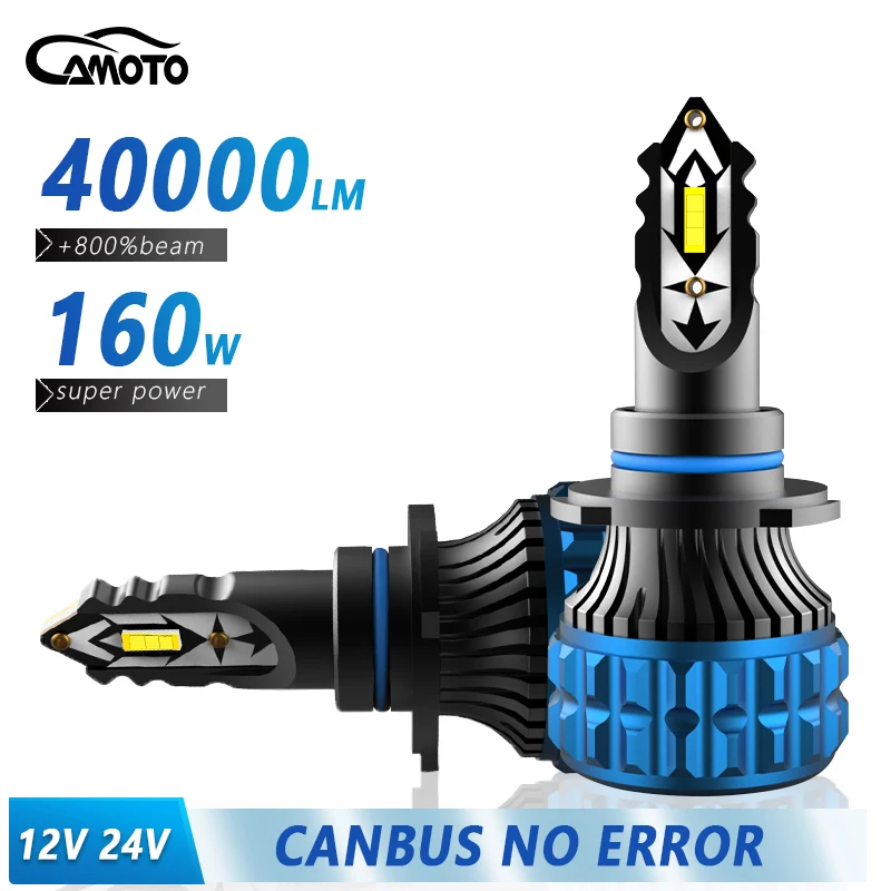 

CAMOTO 160W H7 H4 Led Canbus 40000LM Car Headlights H1 H8 H11 9005 HB3 9006 HB4 9012 Hir2 LED Bulb Turbo Lamp for Car 6000K