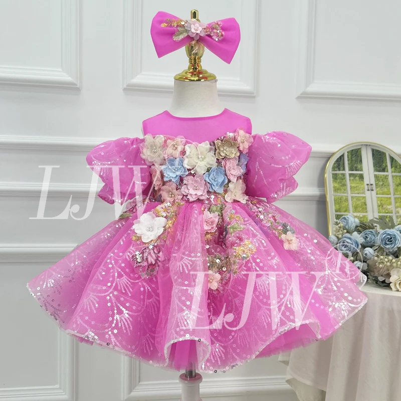 New Baby Birthday Dress Wedding flower girl dress Girls' Big Bow Flower Princess Dress High-end luxury beauty pageant gowns