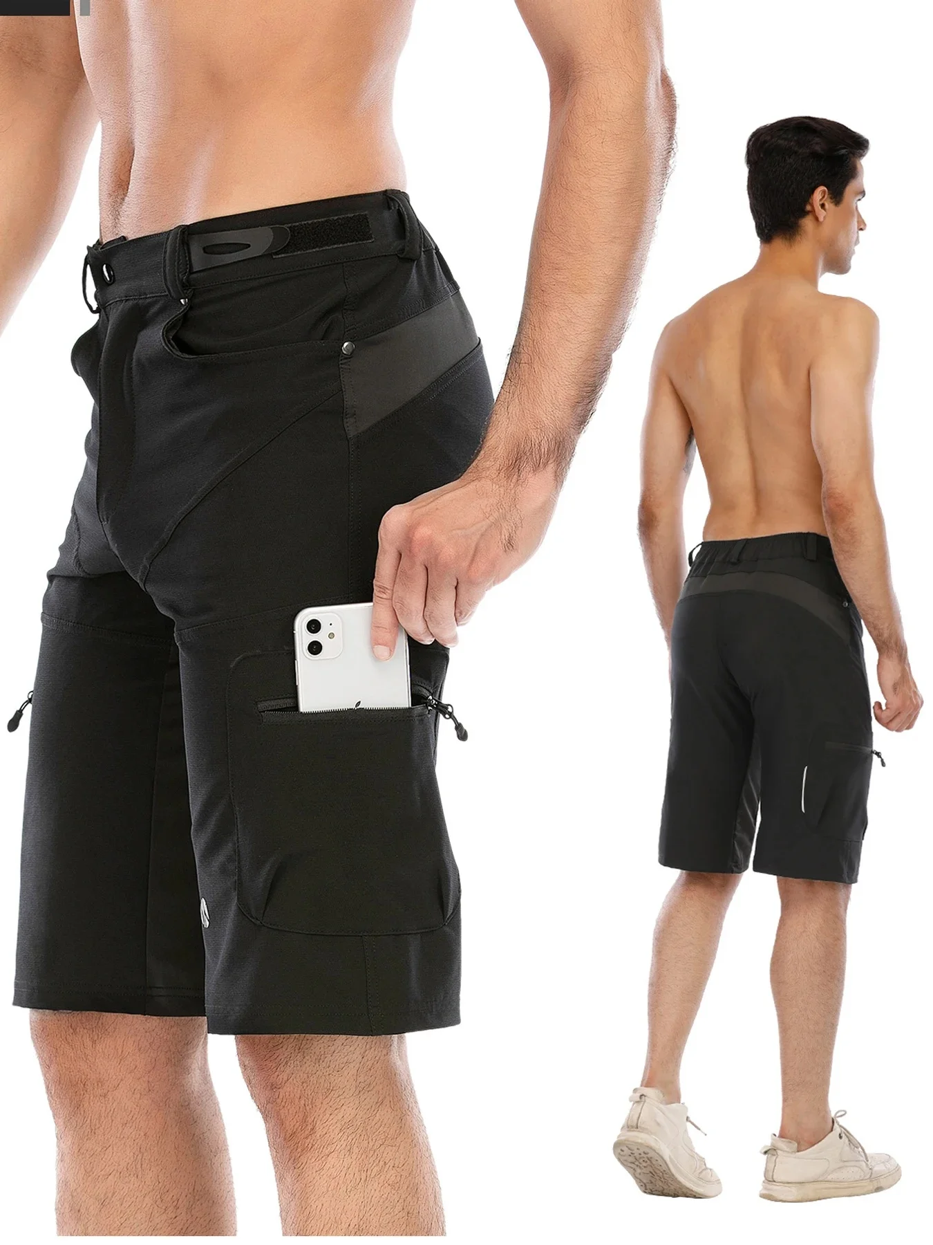 AliExpress vpsvepaus Gym Shorts Man Mountain Bike Shorts Stretch MTB Shorts Quick Dry with Zipper Pocket Suitable for Running，Hiking，Camping
