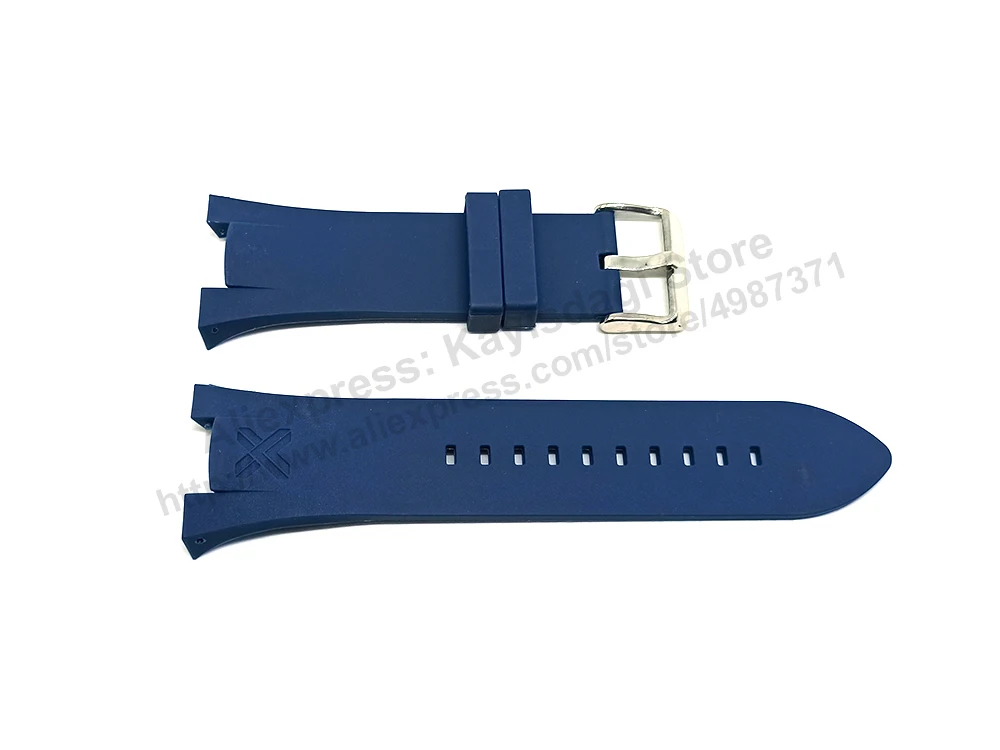 Armani Exchange AX1041 , AX1084 , AX1108 , AX1185 , AX1282 - Fits with 31mm Blue Rubber Silicone Replacement Watch Band Strap