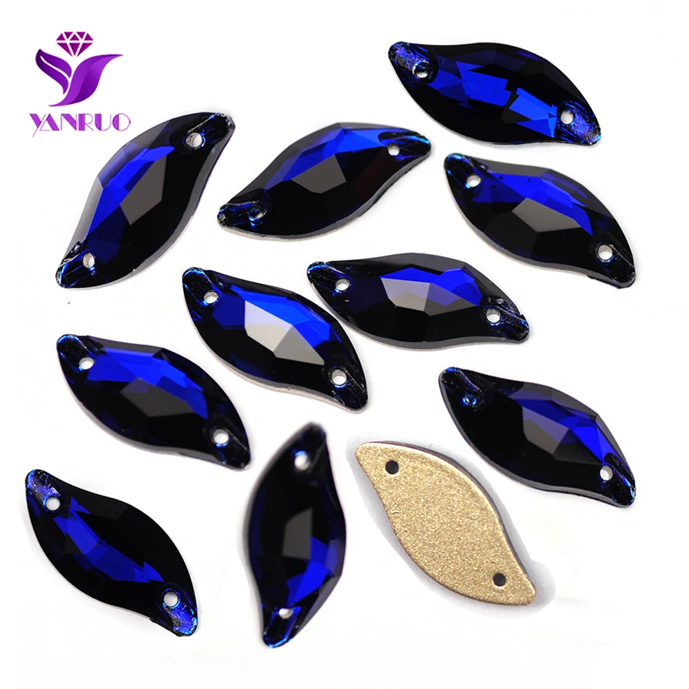 YANRUO 3254 Leaf Coalt Blue Beautiful Diamonds Crafts Stone Sew On Stones FlatBack Rhinestones For Needlework Clothes