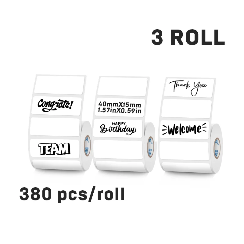 40x15mm White Thermal Label Sticker Paper Clothing Commodity Price Food Tag Self-Adhesive Labels 380pcs/roll for Printer
