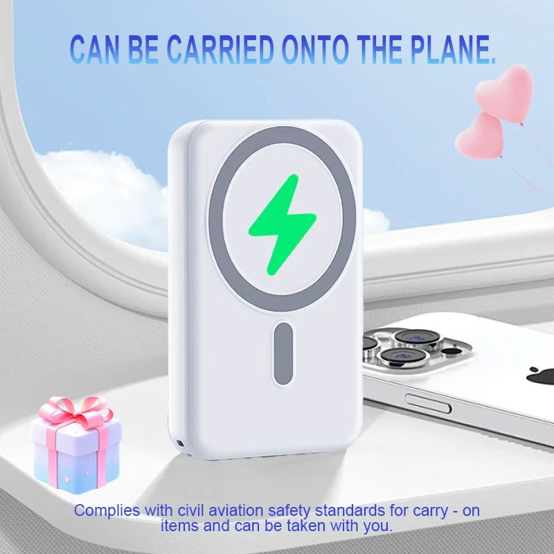 Juego de fuente de alimentación inalámbrica magnética para teléfono móvil, 5000 Mah, 5W, con soporte, pantalla Digital, juego de fuente de alimentación de 5000 Mah