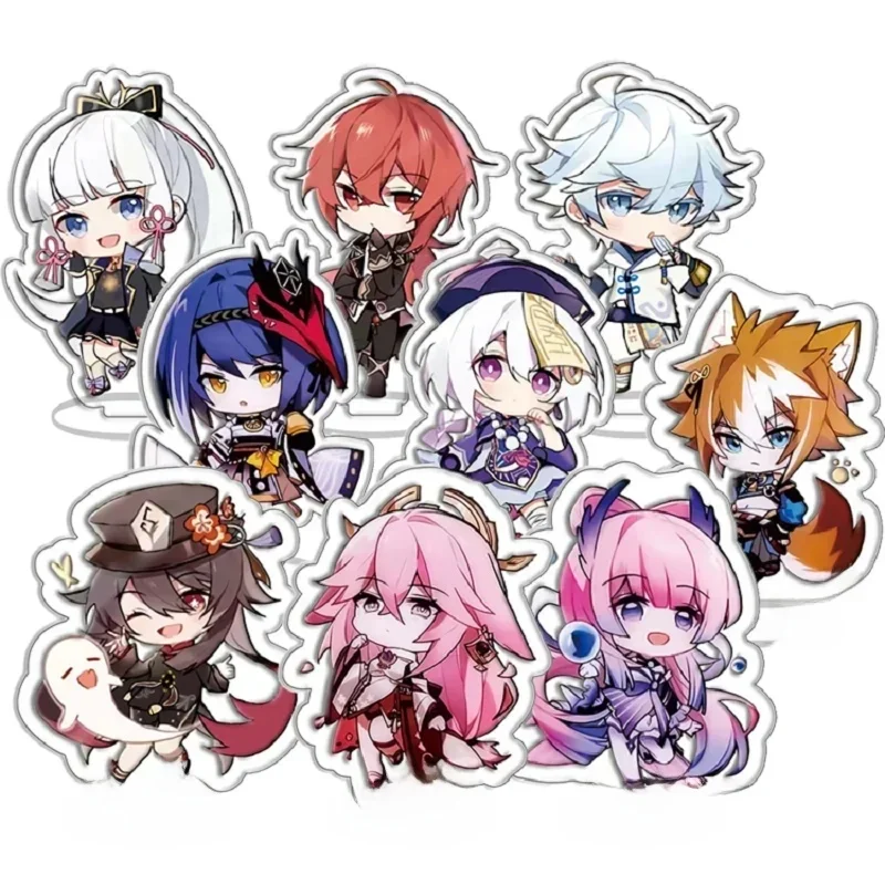 Plaque de modèle de figurine d'anime Genshin Impact, Diluc, Venti, Xiao Zhongli, Scaramouche, Heizou, Cyno, support en acrylique, signe de décoration de bureau