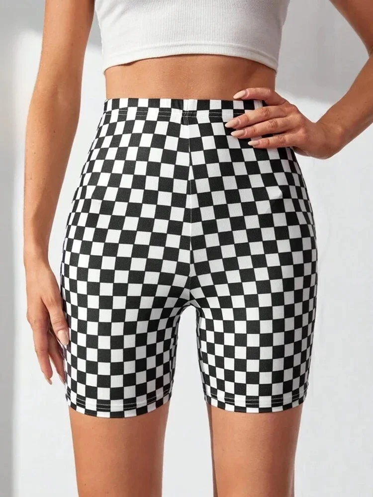 AliExpress bangniweigou Bangniweigou Biker Shorts Cycling Black&white Checker Printed Fitness Jogging Bottoms Plaid