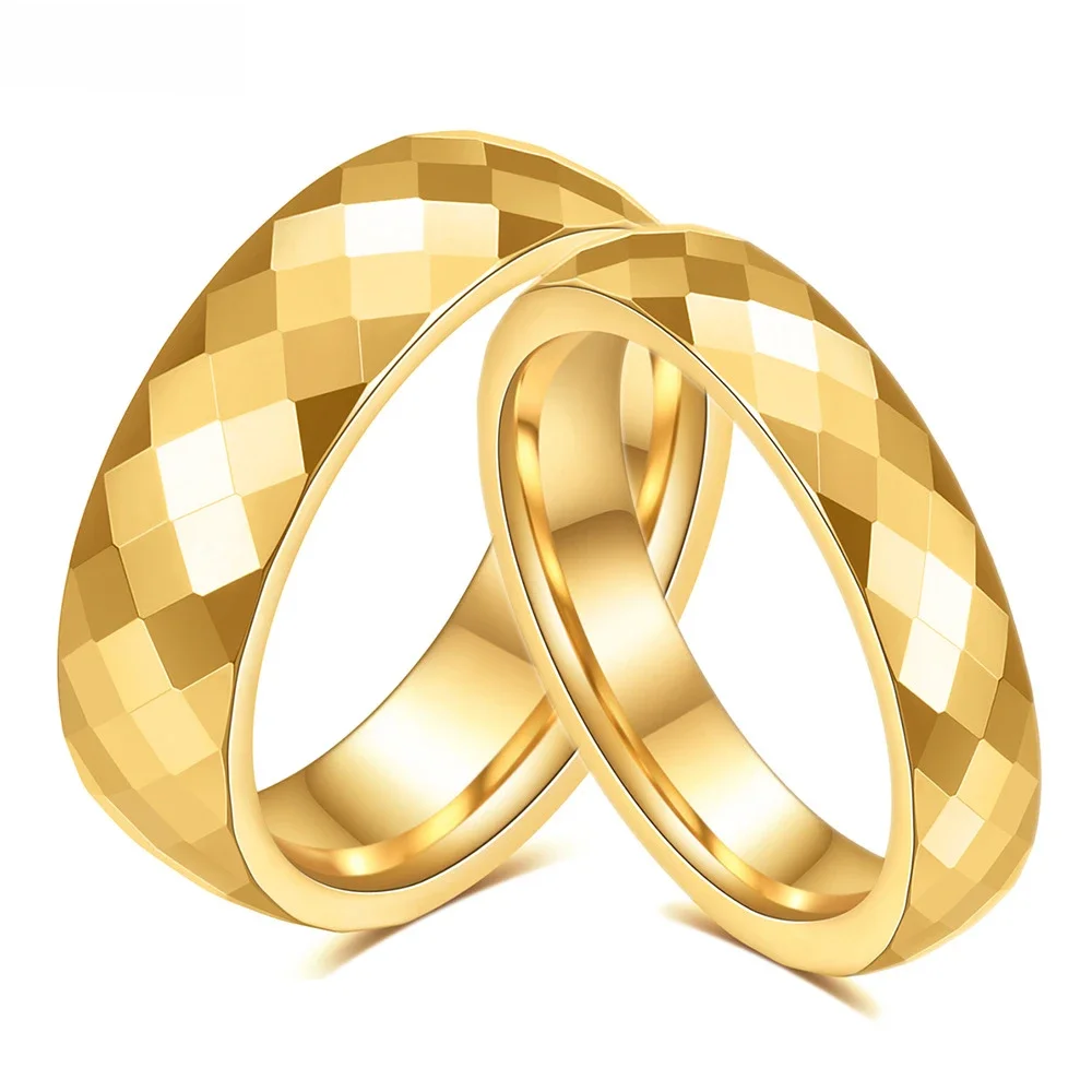 VQYSKO Vintage Patterned Band Ring Geometric Faceted Stackable Rings For Women Love Valentine's Day Wedding Gift Ldeas