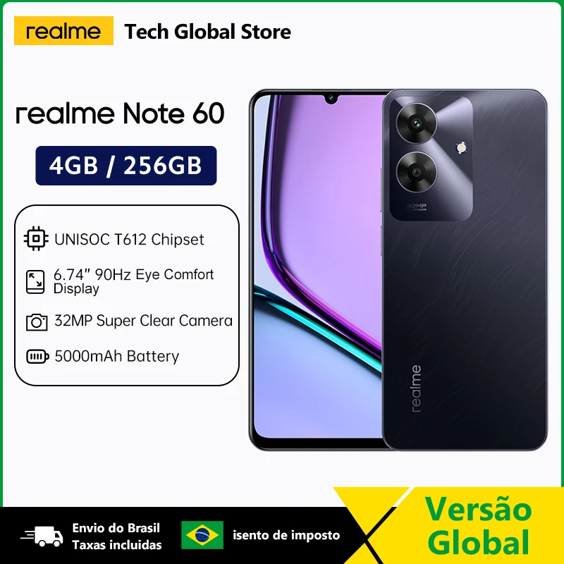 realme Note 60 Smartphone 4GB 256GB UNISOC T612 Processor 32MP Camera 6.74