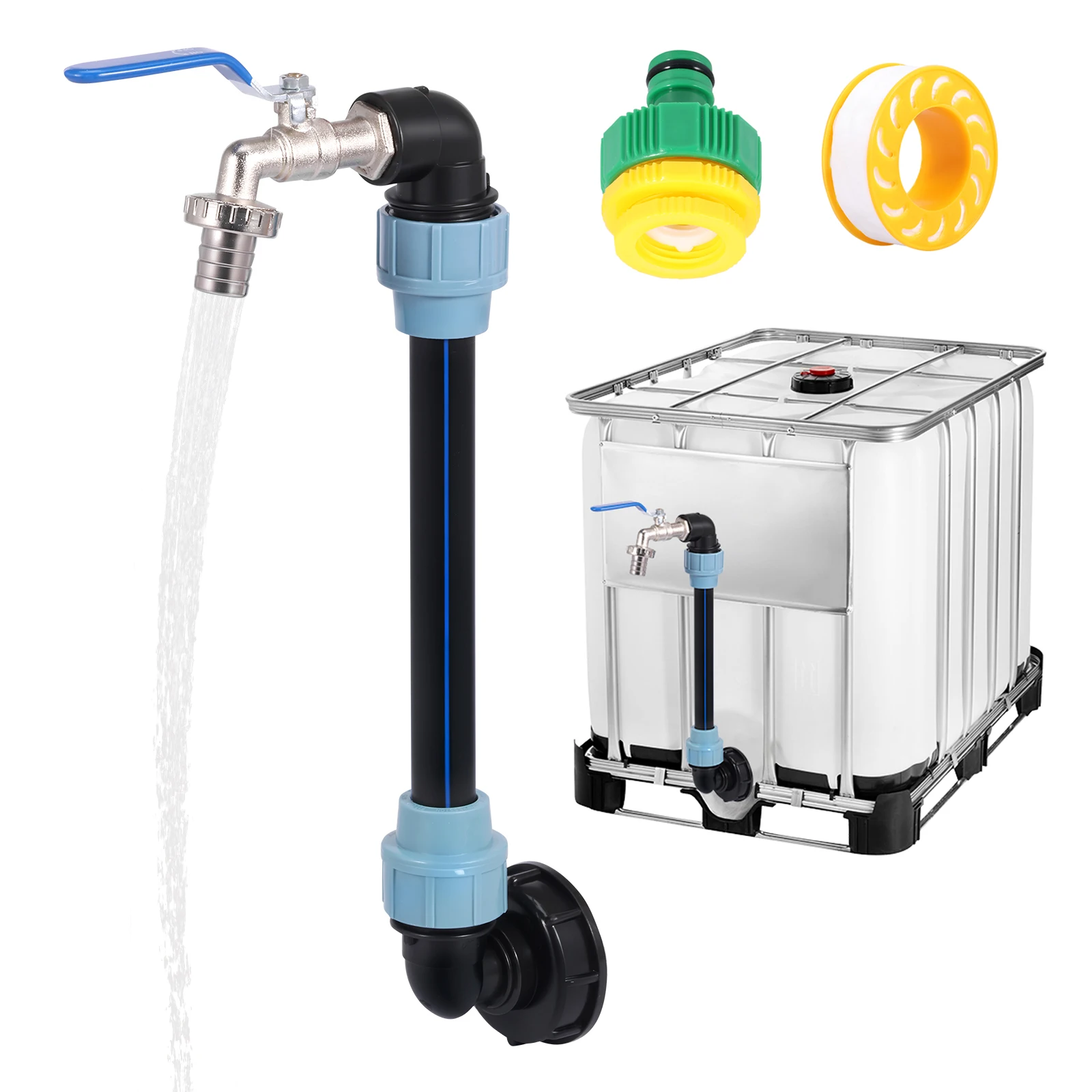 3/4Inch Outlet Tap IBC Adapter Tank Connection Faucet for 1000L Rainwater Tank Rain Barrel Zinc Alloy Replacement Valve