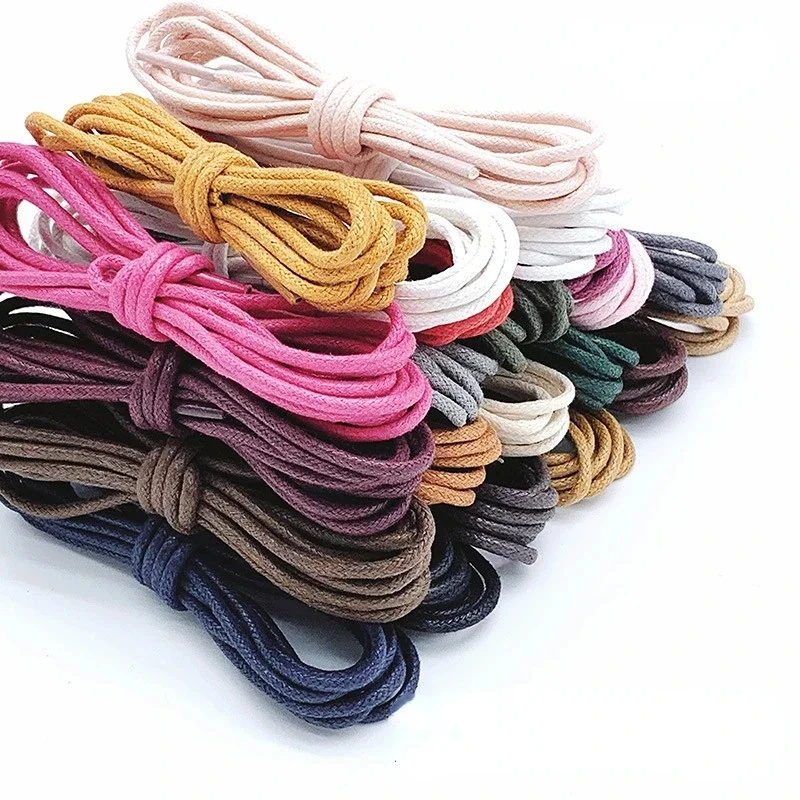 Lacets ronds solides cirés en coton de 2.5mm, lacets en Polyester durables, lacets de chaussures Oxford, lacets de bottes, lacets en cuir imperméables