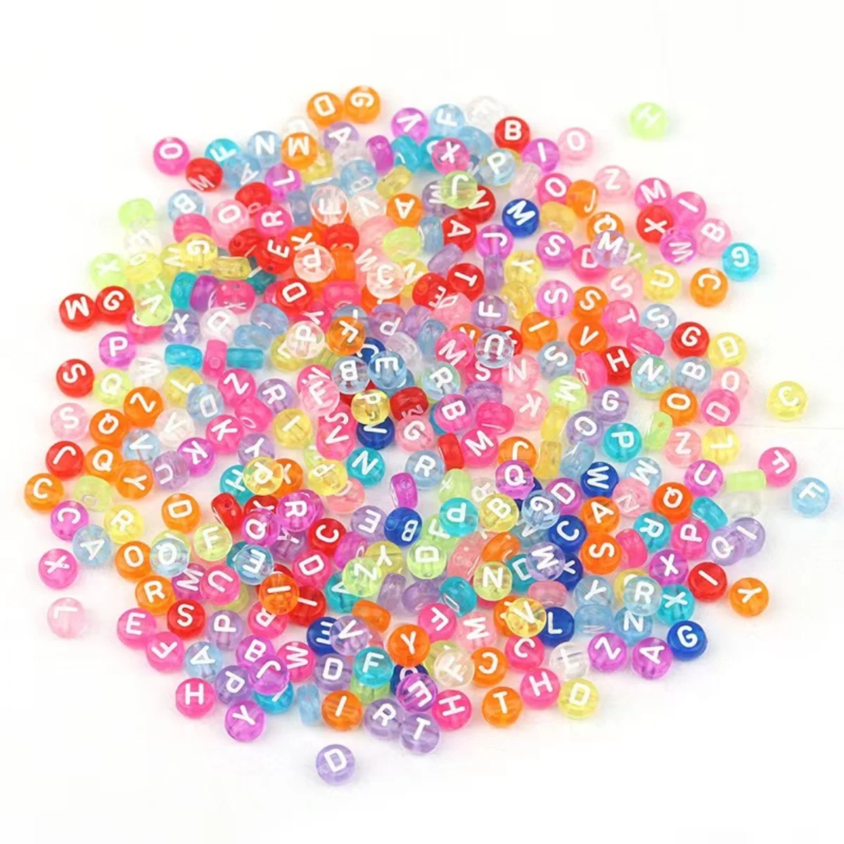 100pcs/Lot Acrylic Oblate Alphabet Beads Colorful Transparent Letter Beads for Jewelry Making DIY Bracelet Necklace Accessories image 4