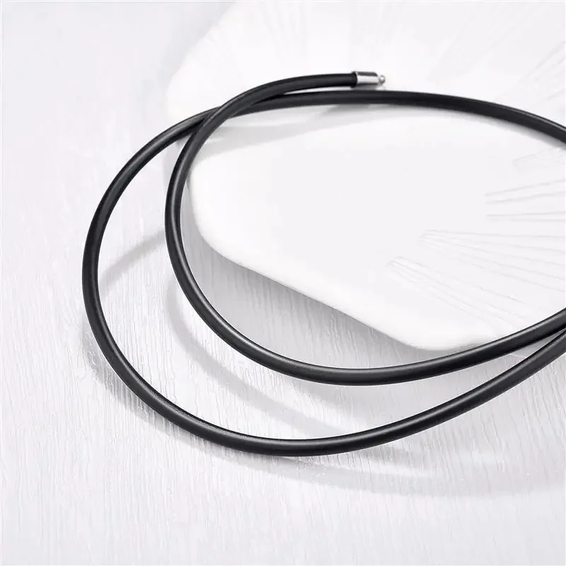 Jiayiqi – collier et Bracelets en corde de caoutchouc pour hommes et femmes, bijoux à la mode, cadeau décontracté, col rond, noir, corde de bricolage